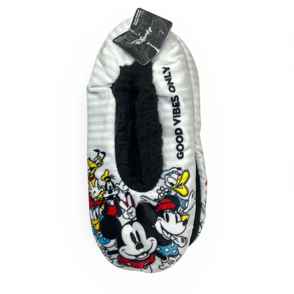Disney Fuzzy Babba Slipper Socks Womens 8-10 M/L White Non Slip Soft Comfort NWT